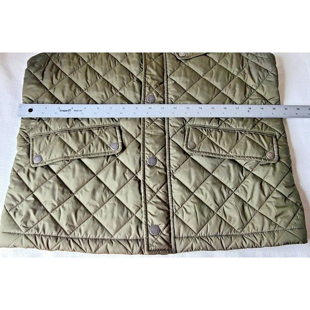 Brooks Brothers Quilted Vest Men's Medium Olive Green Snap Zip Plaid Lined